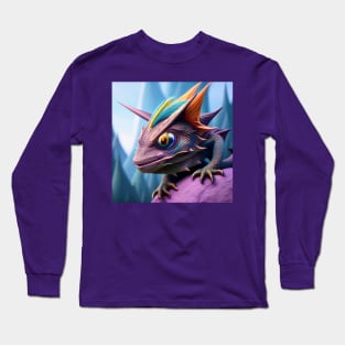 Baby Purple Dragon with Rainbow Fins Long Sleeve T-Shirt